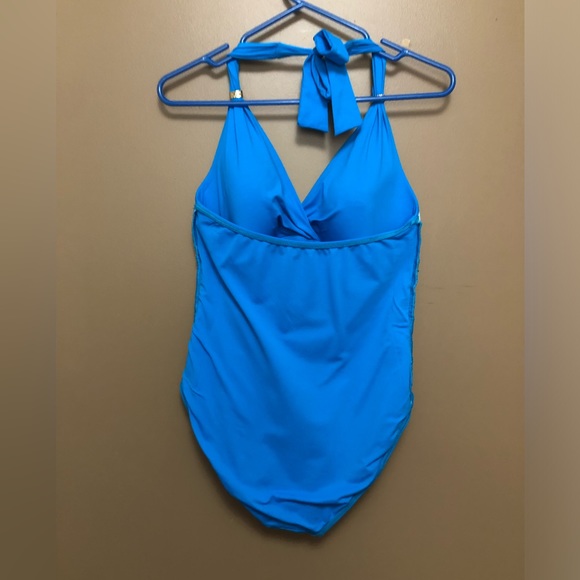 Blue One-pieces Tie Neck Swimsuit - Picture 9 of 12